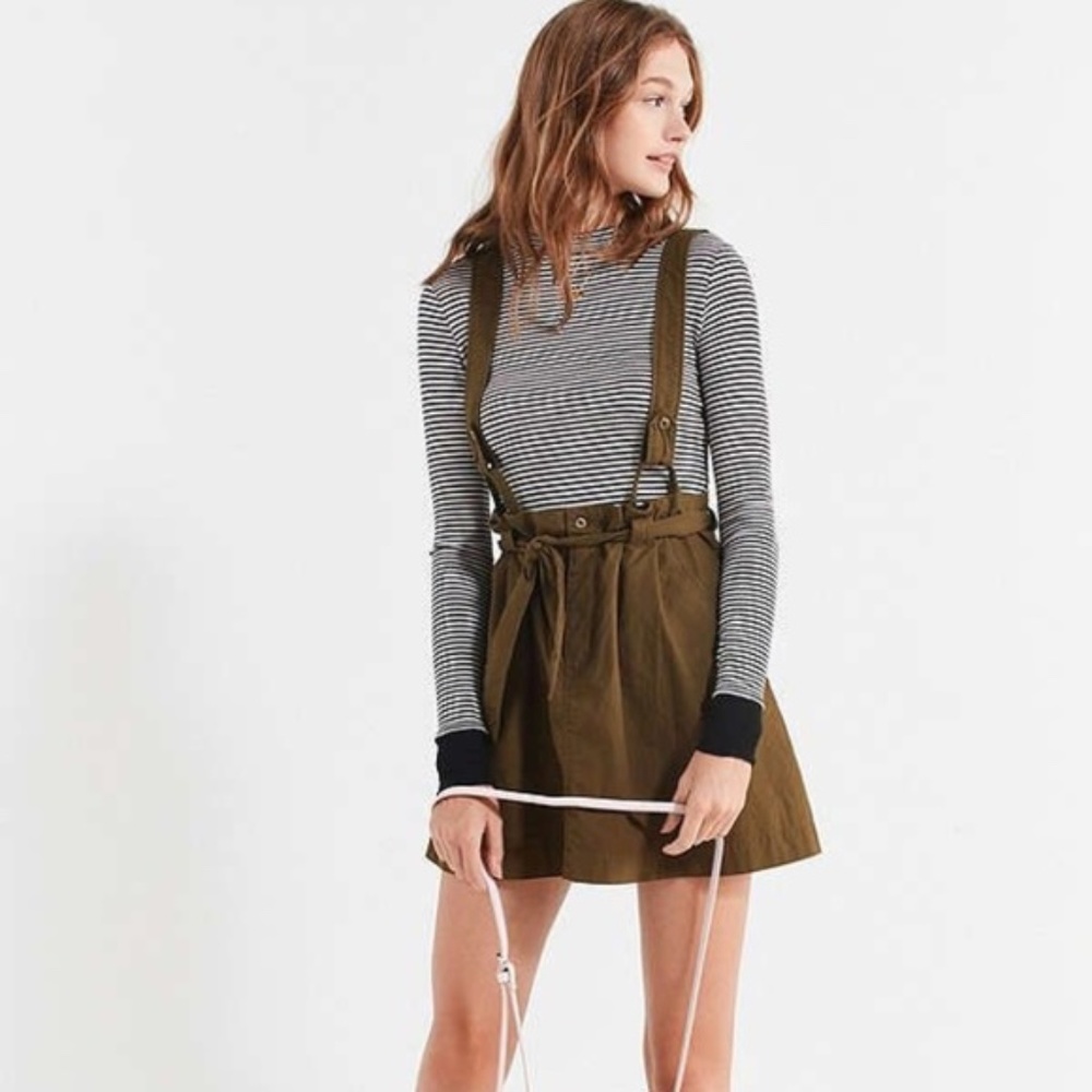 Olive Green Mini Suspender Dress